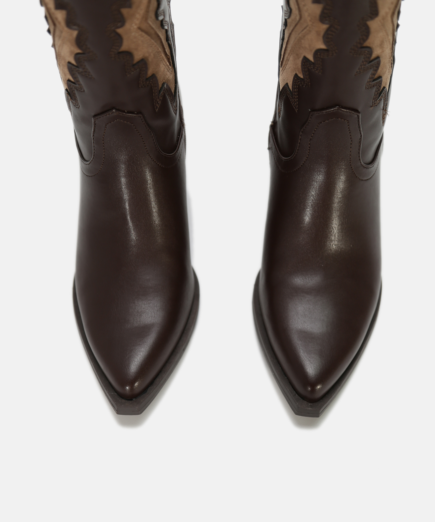 Botas tac&oacute;n cowboy bicolor marr&oacute;n chocolate image number null